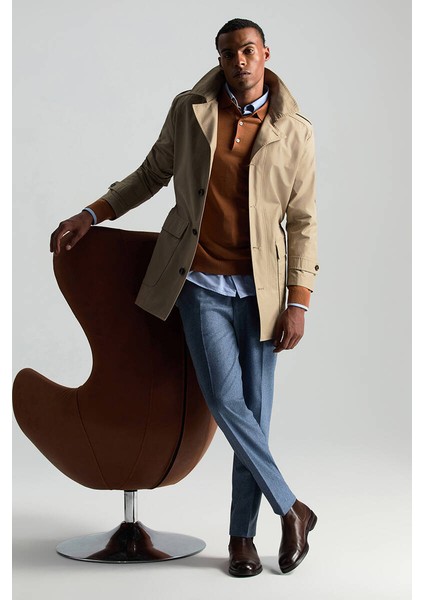 Yün Kaşmir Karışım Çelik Mavi Flanel Chino Pantolon indirimleri