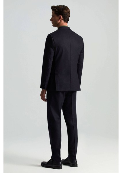 Yün Kaşmir Karışım Koyu Mavi Flanel Chino Pantolon modelleri