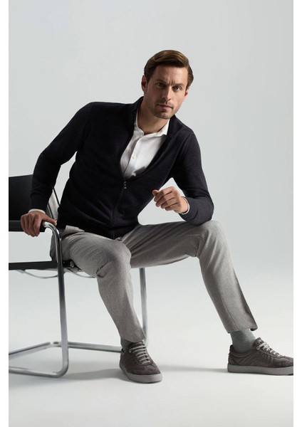 Yün Kaşmir Karışım Açık Gri Flanel Chino Pantolon modelleri