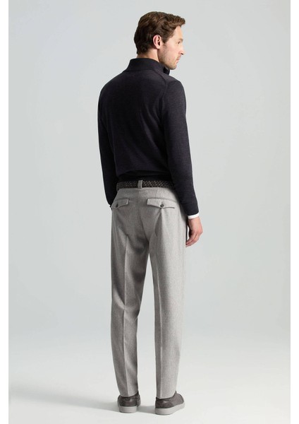 Yün Kaşmir Karışım Açık Gri Flanel Chino Pantolon fırsatları