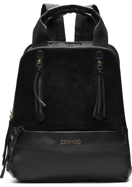 Kadın Siyah Süet Sırt Çantası 25WBD249010