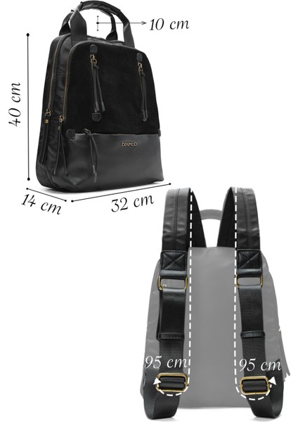 Kadın Siyah Süet Sırt Çantası 25WBD249010 fiyatları