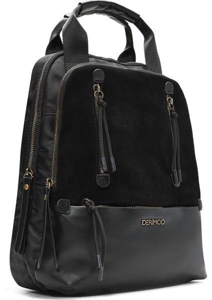 Kadın Siyah Süet Sırt Çantası 25WBD249010 fırsatları