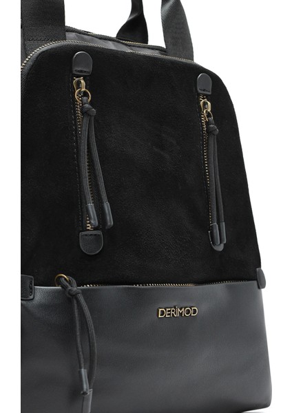 Kadın Siyah Süet Sırt Çantası 25WBD249010