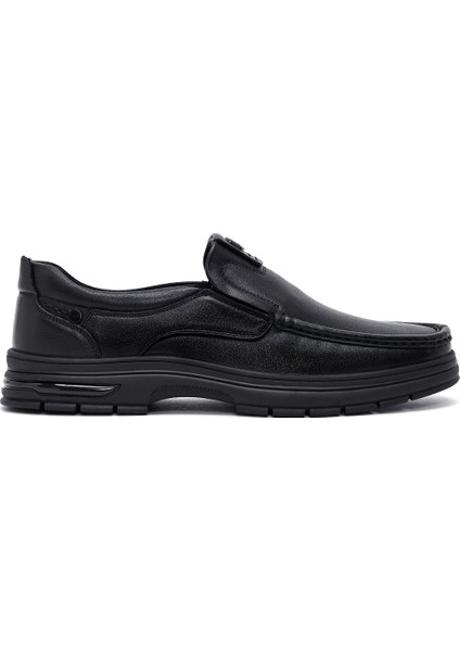 Erkek Siyah Deri Casual Loafer 25WFD695618