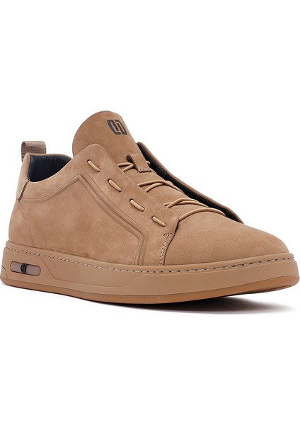 Erkek Vizon Bağcıklı Nubuk Deri Sneaker 25WFD6970V3