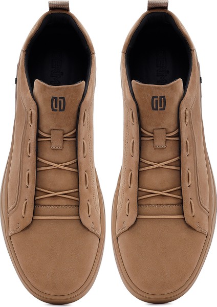 Erkek Vizon Bağcıklı Nubuk Deri Sneaker 25WFD6970V3