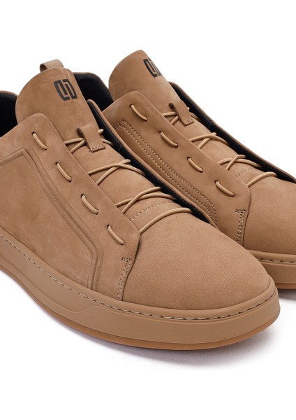 Erkek Vizon Bağcıklı Nubuk Deri Sneaker 25WFD6970V3