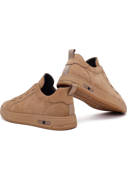 Erkek Vizon Bağcıklı Nubuk Deri Sneaker 25WFD6970V3
