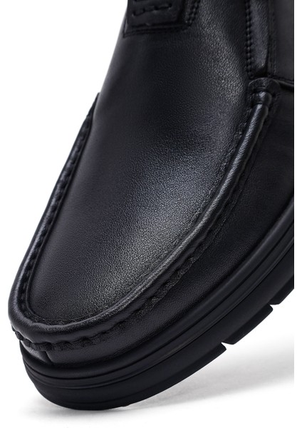 Erkek Siyah Deri Casual Loafer 25WFD695618