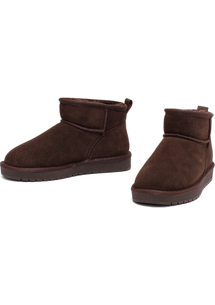 Kadın Kahverengi Kürklü Süet Deri Teddy Bot 25WFD478210 modelleri