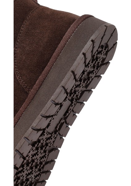 Kadın Kahverengi Kürklü Süet Deri Teddy Bot 25WFD478210