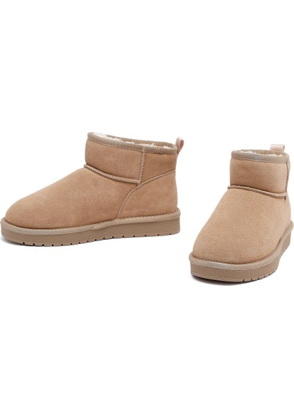 Kadın Bej Kürklü Süet Deri Teddy Bot 25WFD478210 modelleri