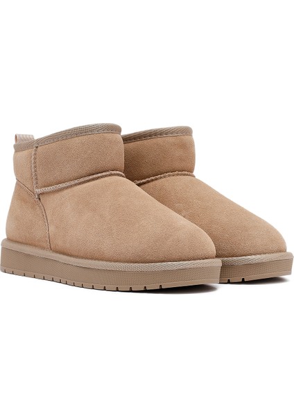 Kadın Bej Kürklü Süet Deri Teddy Bot 25WFD478210 fırsatları