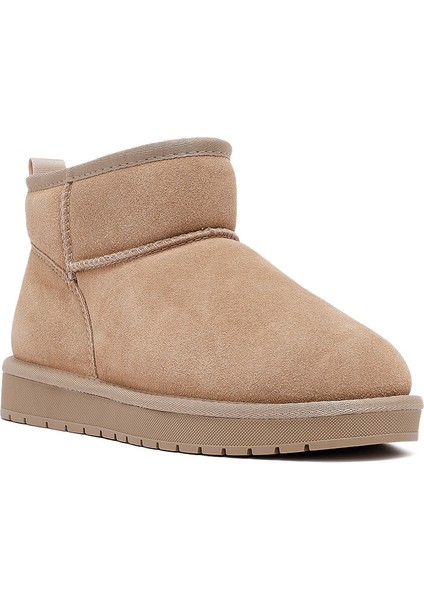 Kadın Bej Kürklü Süet Deri Teddy Bot 25WFD478210