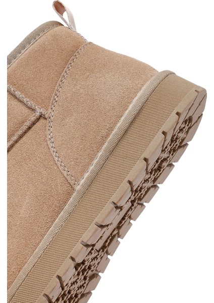 Kadın Bej Kürklü Süet Deri Teddy Bot 25WFD478210