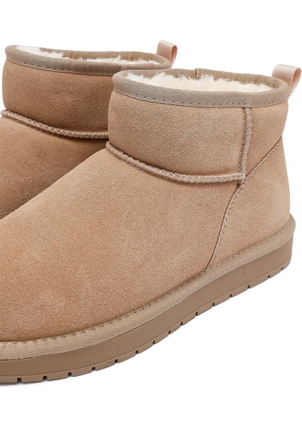 Kadın Bej Kürklü Süet Deri Teddy Bot 25WFD478210