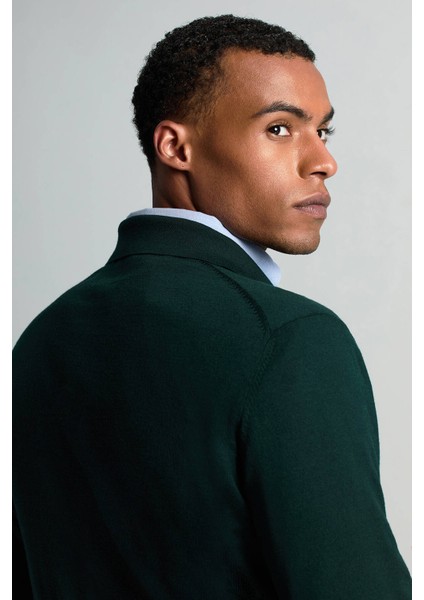 Extrafine Merino Polo Yaka Zümrüt Yeşili Triko fırsatları