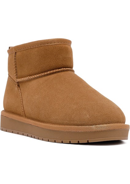 Kadın Camel Kürklü Süet Deri Teddy Bot 25WFD478210