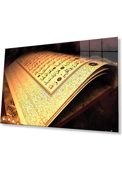 Kuran Ayet Dini Islami Duvar Dekoru Kaligrafi Cam Tablo 4mm Dayanıklı Temperli Cam