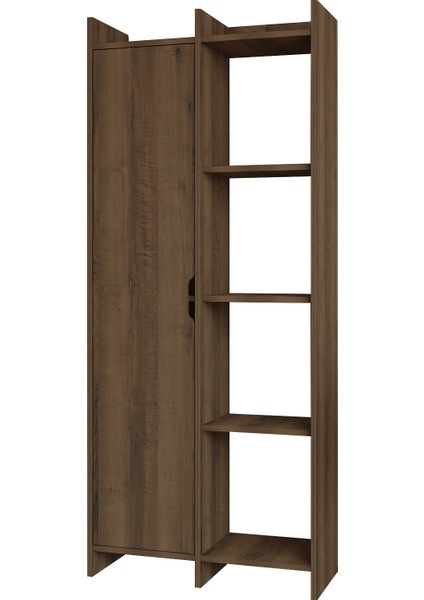 Offer Tek Kapaklı Çok Raflı Kitaplık, Kütüphane - Antik Ceviz fırsatları