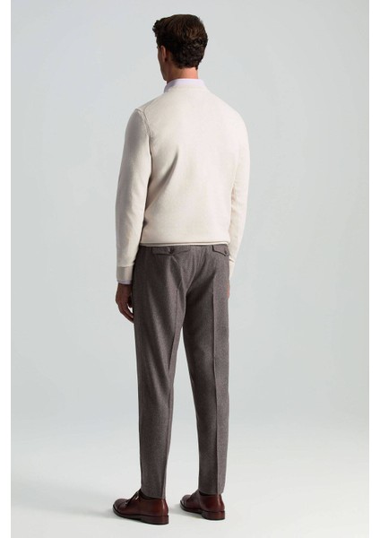 Yün Kaşmir Karışım Vizon Rengi Flanel Chino Pantolon modelleri