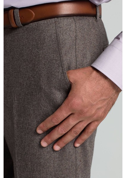 Yün Kaşmir Karışım Vizon Rengi Flanel Chino Pantolon fırsatları