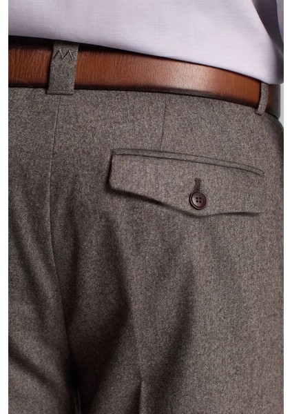 Yün Kaşmir Karışım Vizon Rengi Flanel Chino Pantolon indirimleri