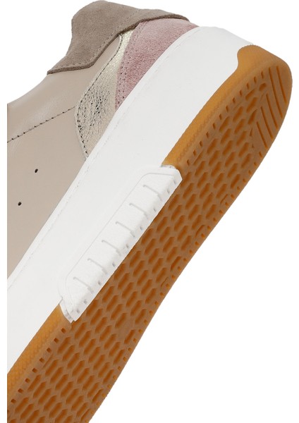 Kadın Bej Bağcıklı Kalın Tabanlı Deri Sneaker 25AFD220614