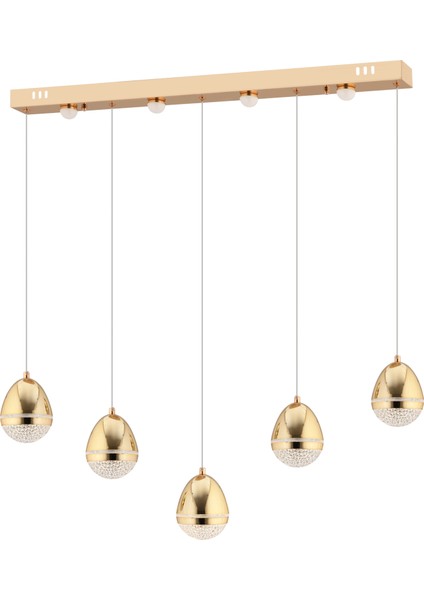 Amaya 5'li Sıralı Gold Damla Başlıklı Modern Salon LED Avize fiyatları
