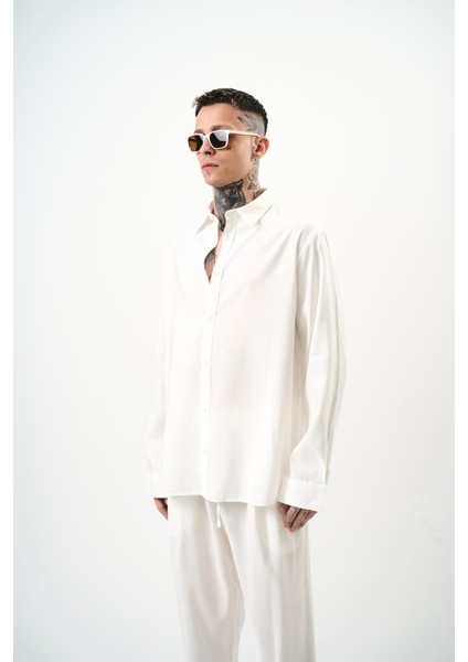 Erkek Modal Oversize Gömlek Beyaz fiyatları