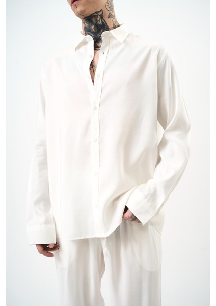 Erkek Modal Oversize Gömlek Beyaz fırsatları