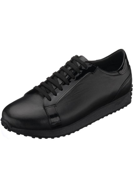 HKN141 Siyah Dana Derisi Erkek Spor Ayakkabı Hafif Termo Taban Rahat Geniş Kalıp Şık Tasarım