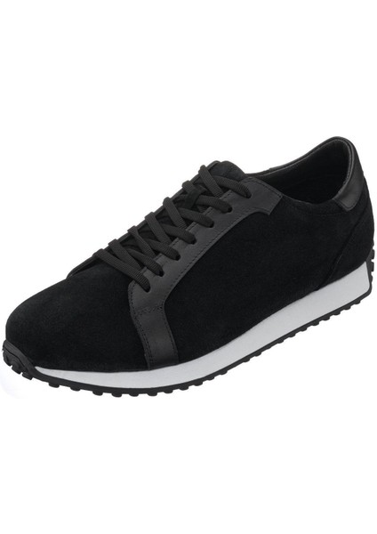 HKN141 Siyah Dana Süet Deri Erkek Spor Ayakkabı Hafif Termo Taban Rahat Geniş Kalıp Şık Tasarım