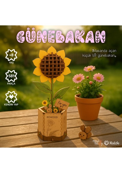 Minyatür Günebakan Çiçeği 3D Puzzle