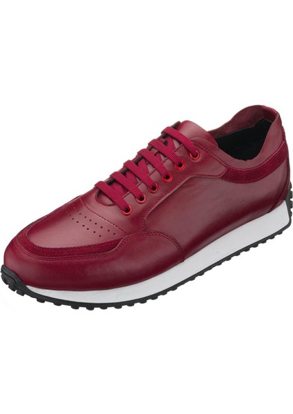 YC2023 Bordo Deri Erkek Spor Ayakkabı Rahat Hafif Taban Geniş Kalıp