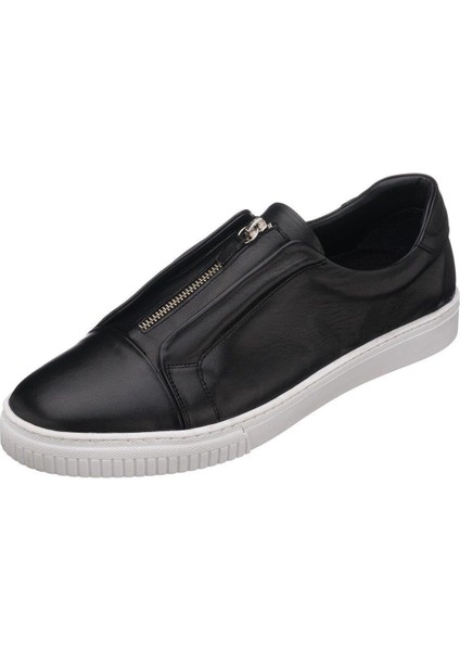 Yusuf-01 Siyah Deri Gündelik Spor Ayakkabı Rahat Geniş Kalıp Yeni Sezon