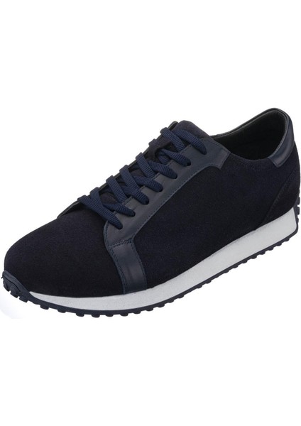 HKN141 Lacivert Dana Süet Deri Erkek Spor Ayakkabı Hafif Termo Taban Rahat Geniş Kalıp Şık Tasarım