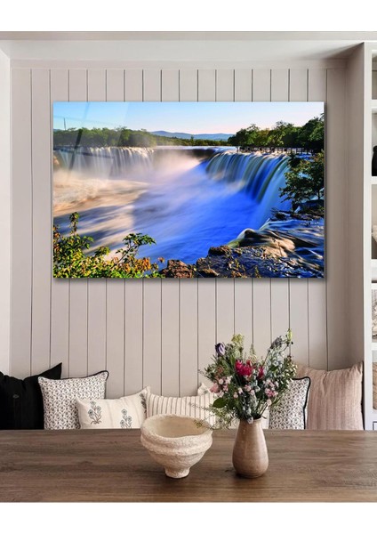 Doğa Şelale Manzara Cam Tablo Modern Ev Ofis Salon Hediyelik Büyük Tablo Duvar Dekoru fiyatları