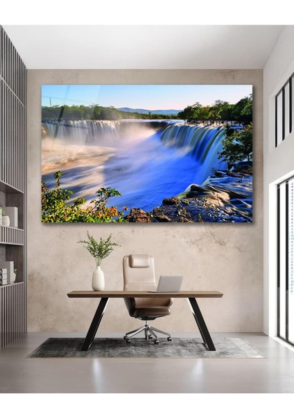 Doğa Şelale Manzara Cam Tablo Modern Ev Ofis Salon Hediyelik Büyük Tablo Duvar Dekoru fırsatları