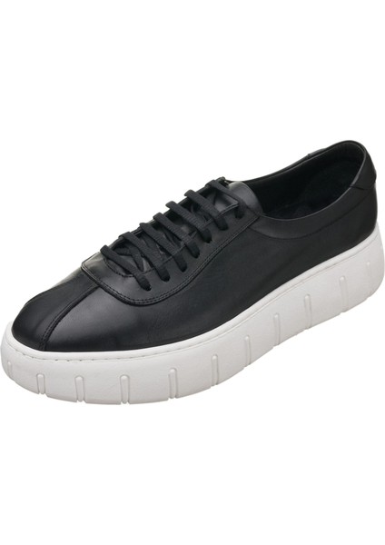 CK05 Siyah Deri Gündelik Spor Ayakkabı Rahat Geniş Kalıp