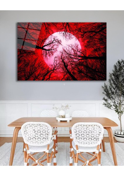 Doğa Ağaçlar Cam Tablo Modern Ev Ofis Salon Hediyelik Büyük Tablo Duvar Dekoru