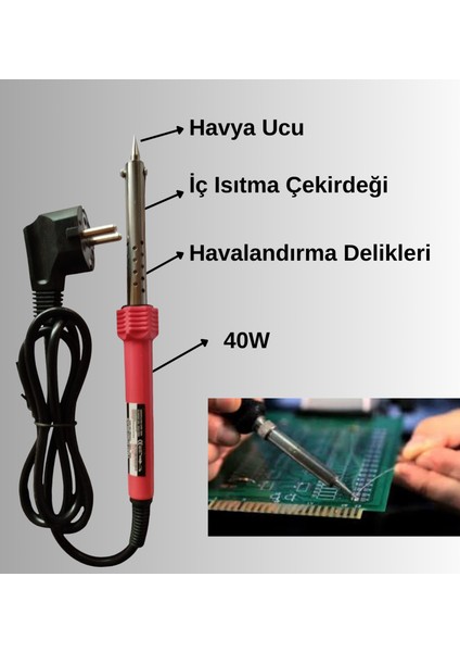 Bt 4'lü Lehim Makinesı Seti 40W Havya Kalemi Tel Lehim Pastası Elektrik Bandı fiyatları