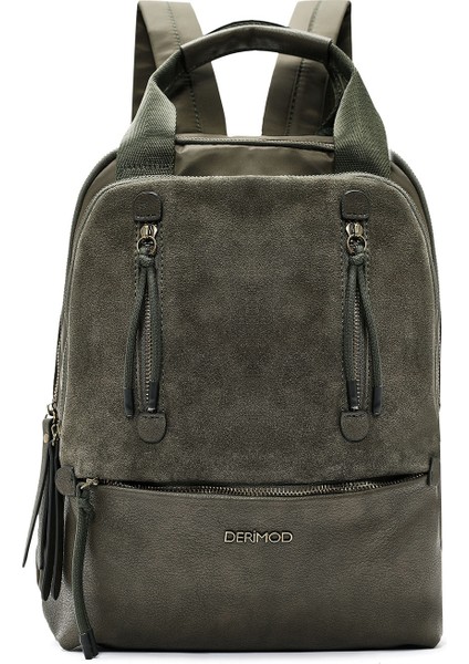 Kadın Haki Süet Sırt Çantası 25WBD249010