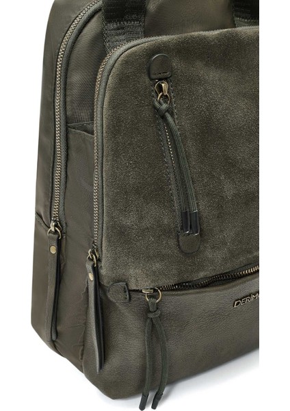 Kadın Haki Süet Sırt Çantası 25WBD249010