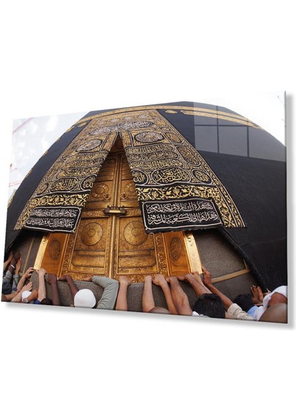 Kabe Kapısı Dini Islami Duvar Dekoru Kaligrafi Cam Tablo 4mm Dayanıklı Temperli Cam