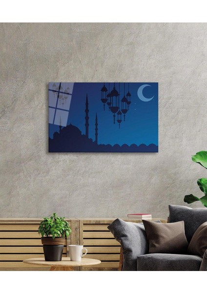 Cami ve Hilal Dini Cam Dekor Tablo 4mm Dayanıklı Temperli Cam modelleri