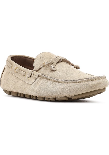 Erkek Bej Süet Deri Loafer 25SFD750010
