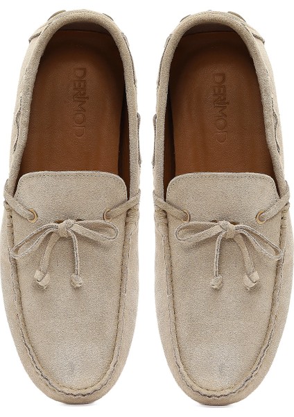 Erkek Bej Süet Deri Loafer 25SFD750010