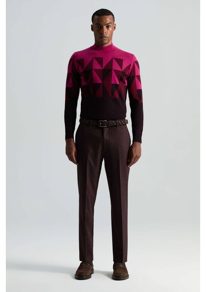 Yün Kaşmir Karışım Kahverengi Flanel Chino Pantolon fiyatları